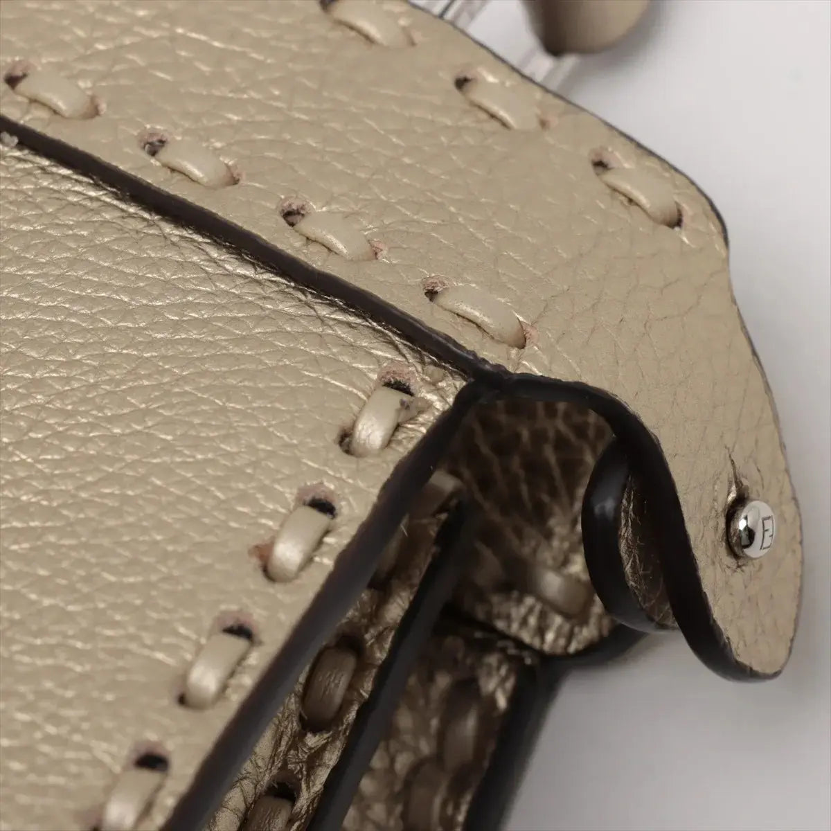 Pre-Loved Peekaboo Handbag Leather Mini with Silver Hardware, Gold