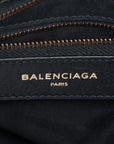 Pre-Loved Classic City Handbag Striped Leather Small with Aged Bronze Hardware, Black, White, Pink, Red
