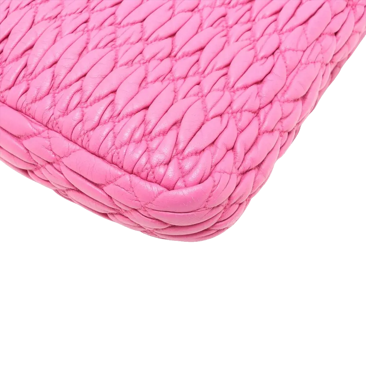 Pre-Loved Crystal Matelassé Shoulder Bag Matelassé Leather with Silver Hardware, Pink