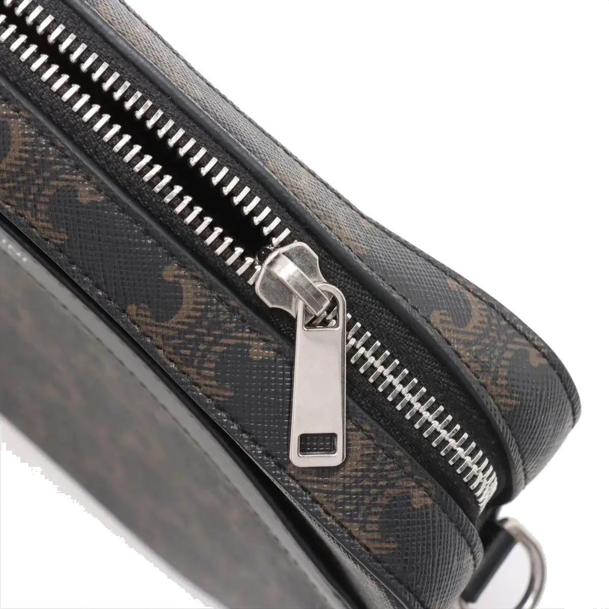 Pre-Loved Triomphe Camera Bag Crossbody Bag Triomphe Coated Canvas Medium with Silver Hardware, Black Brown