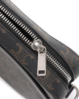 Pre-Loved Triomphe Camera Bag Crossbody Bag Triomphe Coated Canvas Medium with Silver Hardware, Black Brown