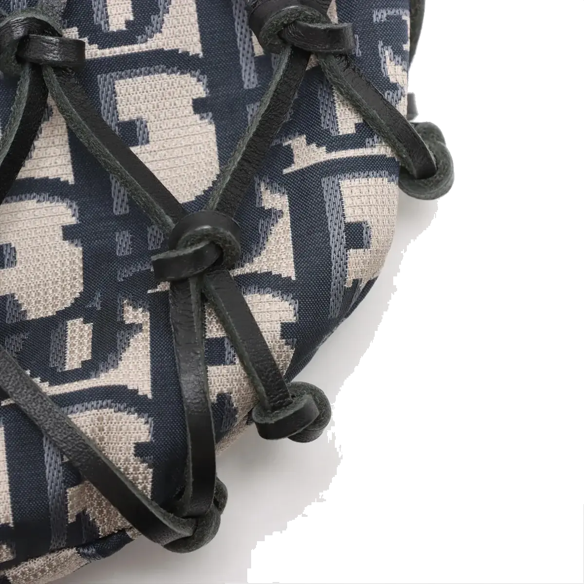 Pre-Loved Oblique Net Tote Tote Oblique Coated Canvas with Gold Hardware, Navy Blue and Beige