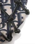 Pre-Loved Oblique Net Tote Tote Oblique Coated Canvas with Gold Hardware, Navy Blue and Beige