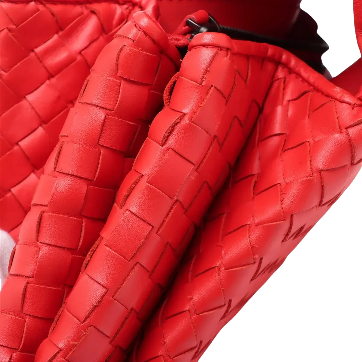Pre-Loved Intrecciato Clutch Clutch Intrecciato Leather with Silver Hardware, Coral Red