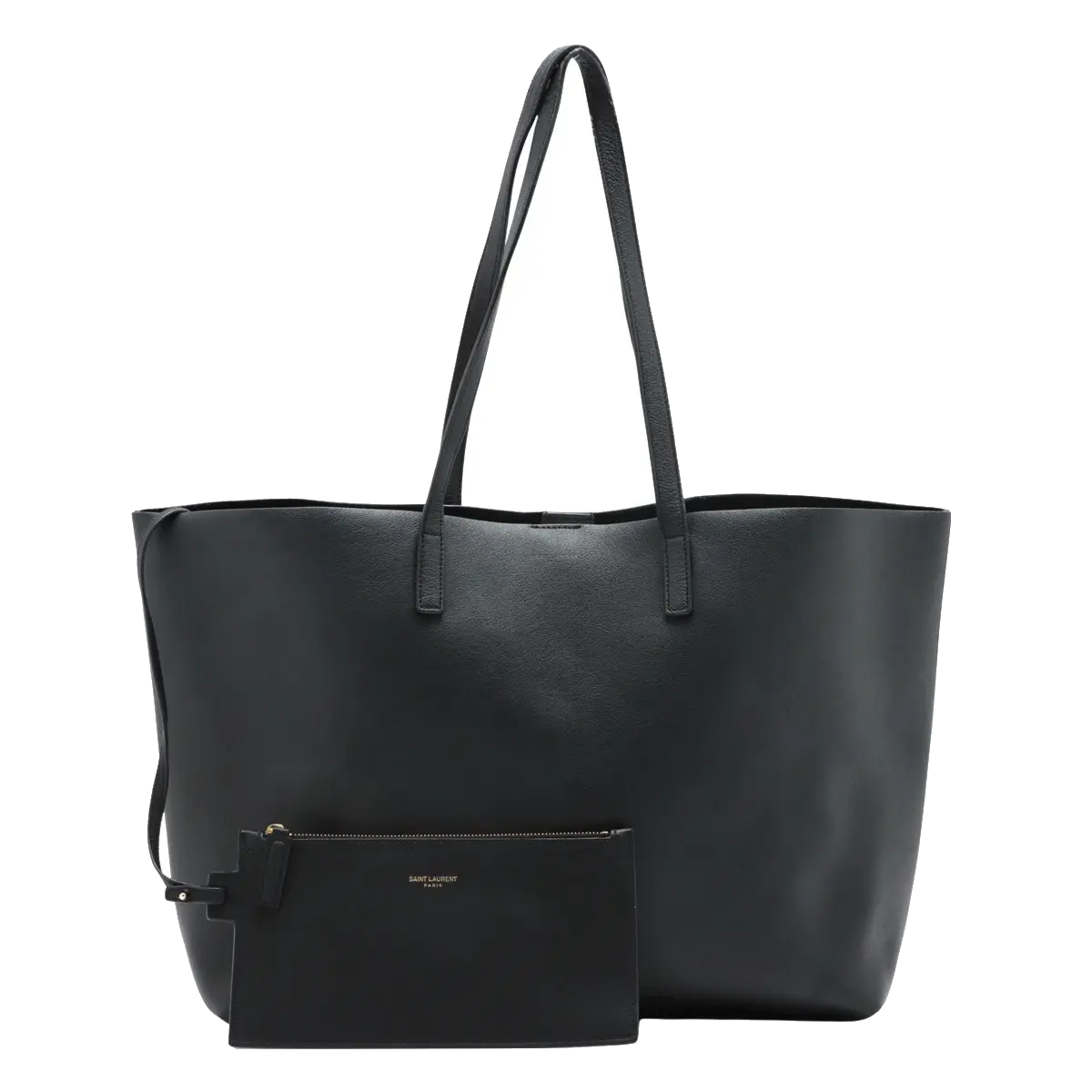 Pre-Loved Shopping Tote Leather with Gold Hardware, Black