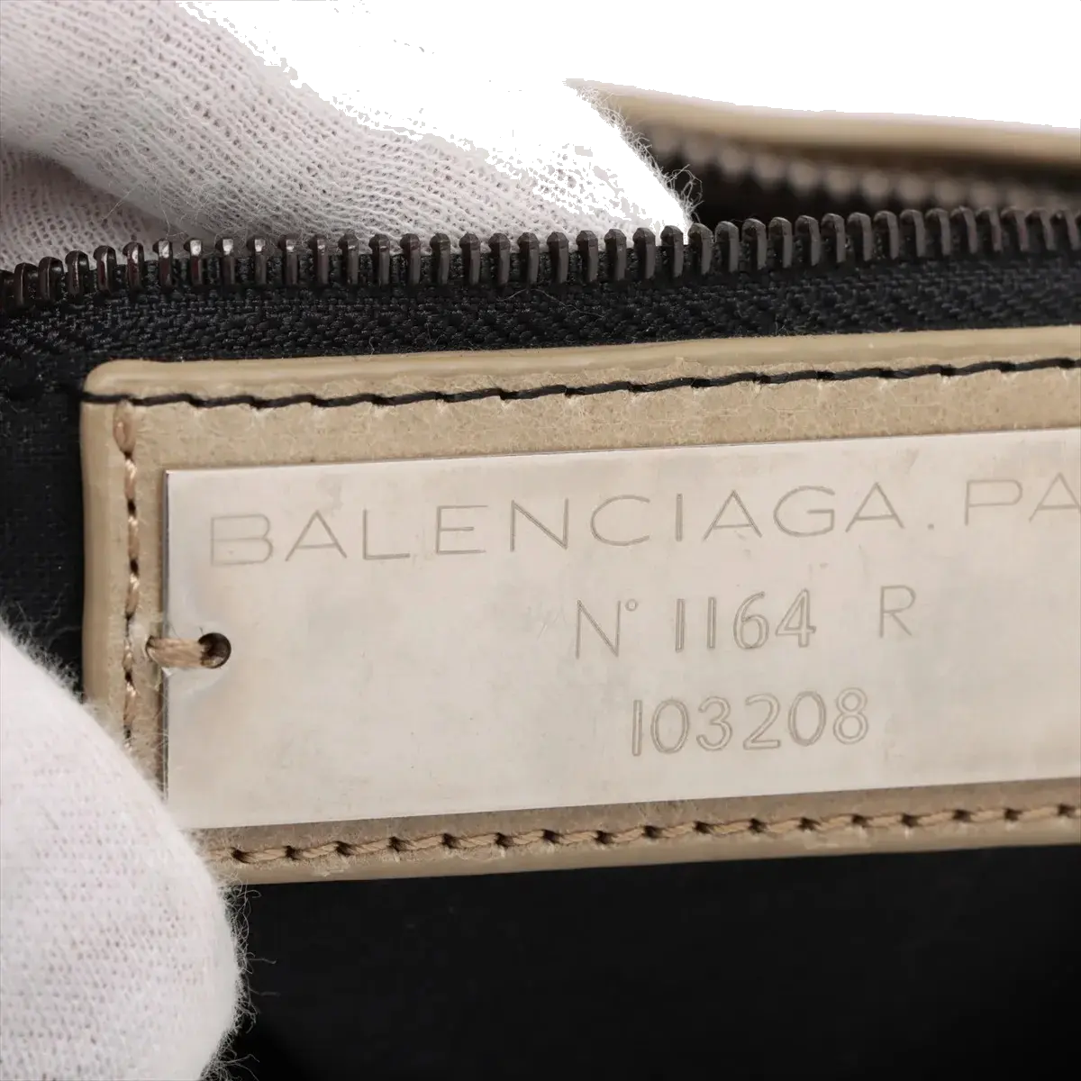 Pre-Loved First Handbag Leather Small with Aged Black Hardware, Beige