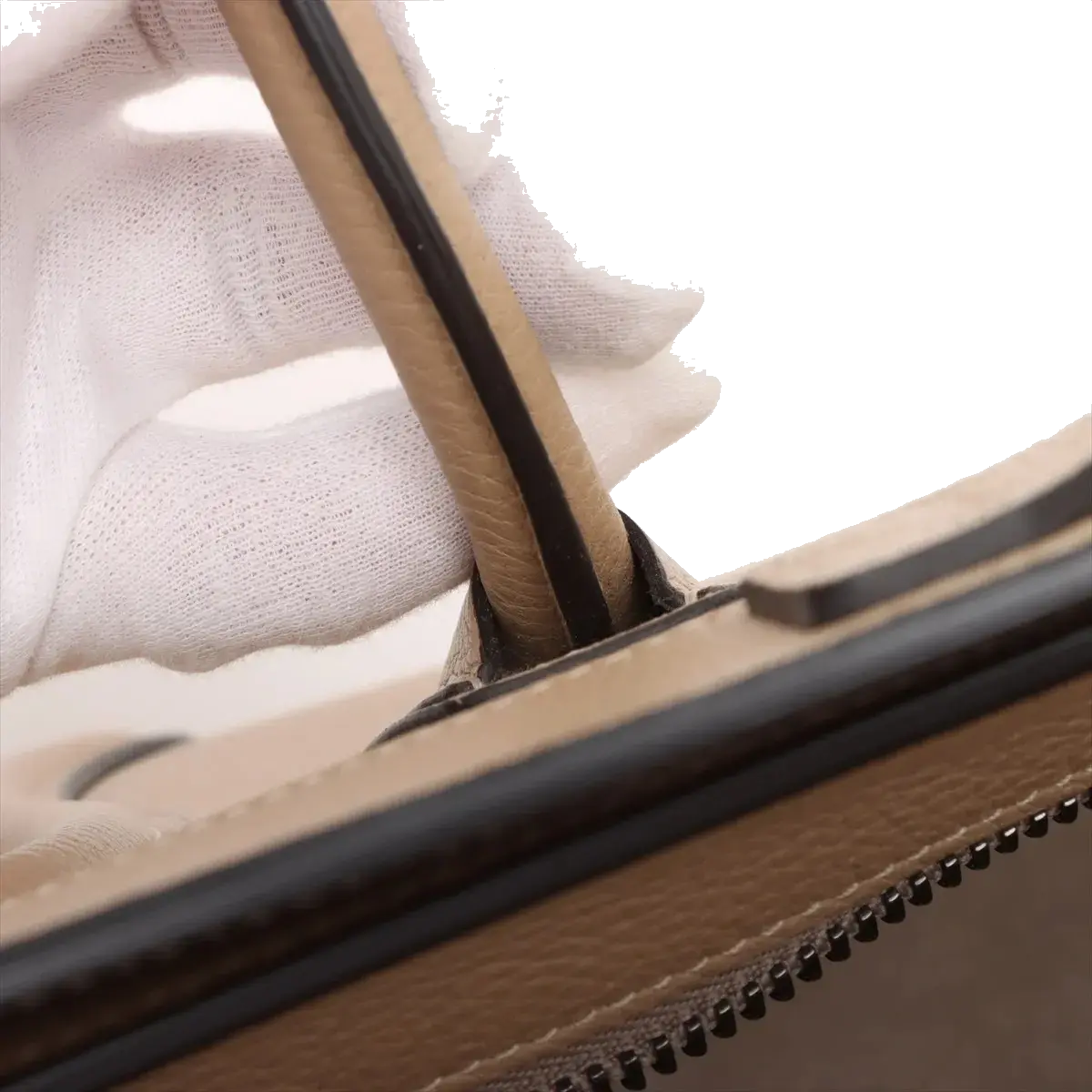Pre-Loved Luggage Tote Leather Micro with Silver Hardware, Beige
