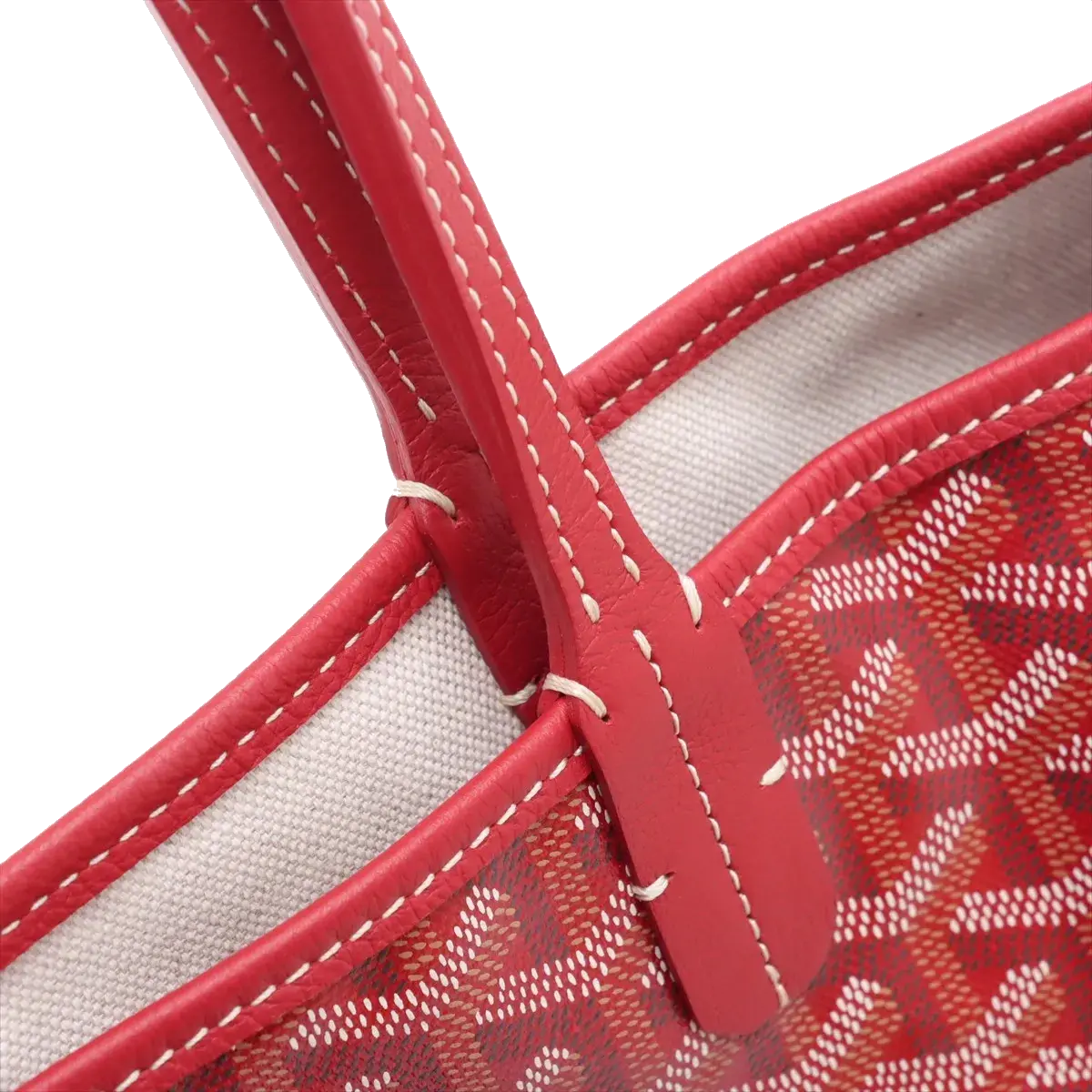 Pre-Loved Saint Louis Tote Goyardine Chevron Coated Canvas PM with Gold Hardware, Red