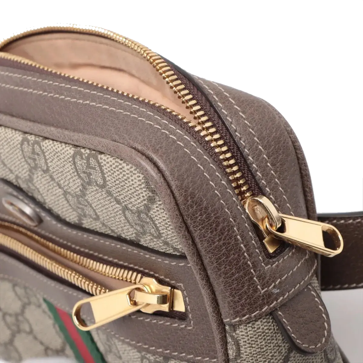 Pre-Loved Ophidia Belt Bag Monogram Coated Canvas Small with Gold Hardware, Beige Ebony