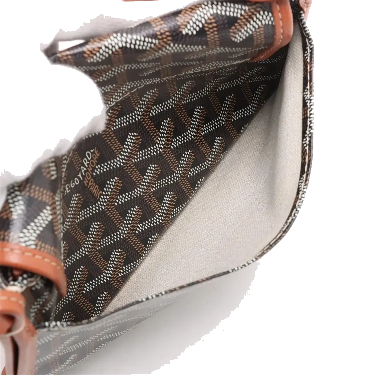 Pre-Loved Plumet Crossbody Bag Goyardine Chevron Coated Canvas with Silver Hardware, Black and Tan