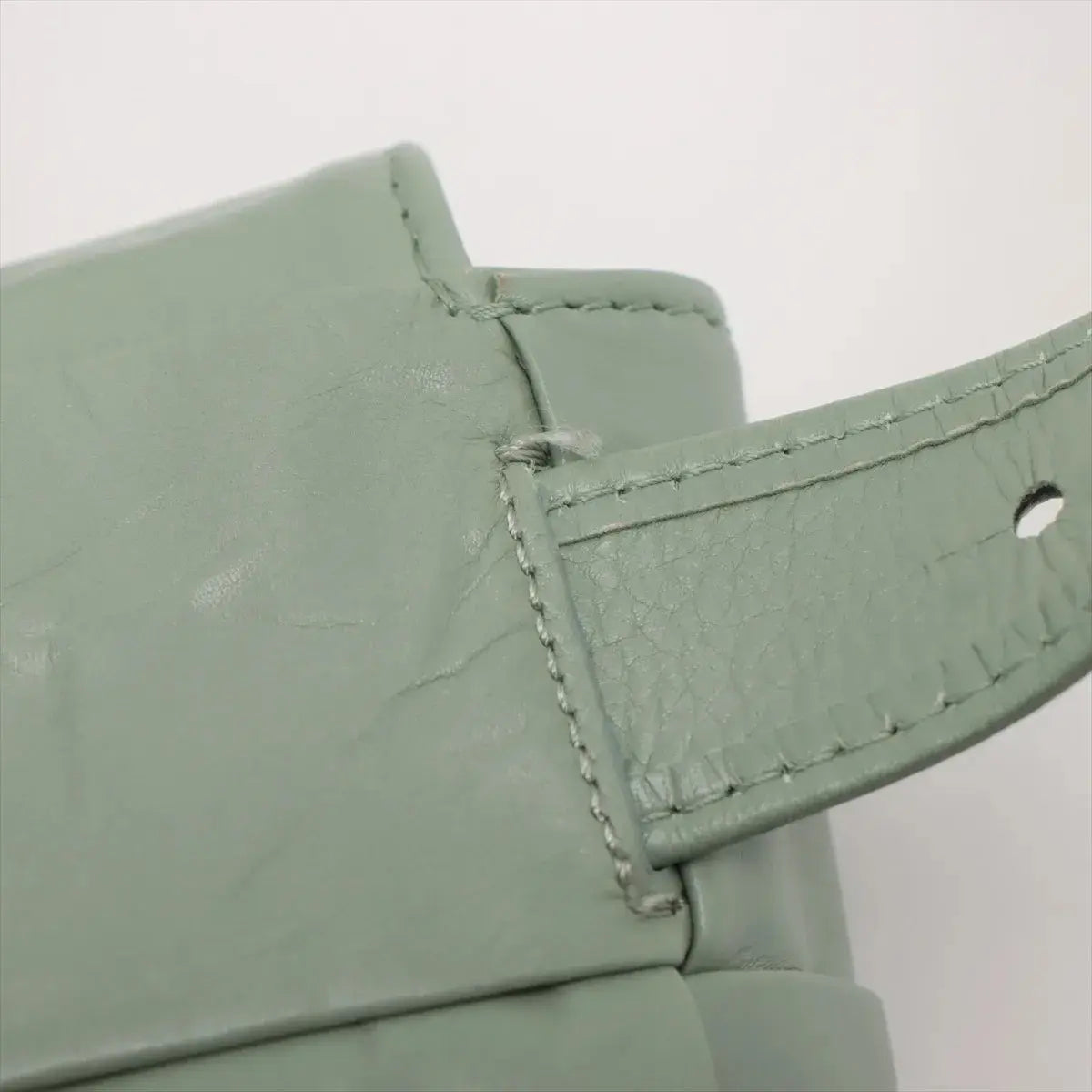 Pre-Loved Cassette Crossbody Bag Intrecciato Leather Mini with Silver Hardware, Sage Green