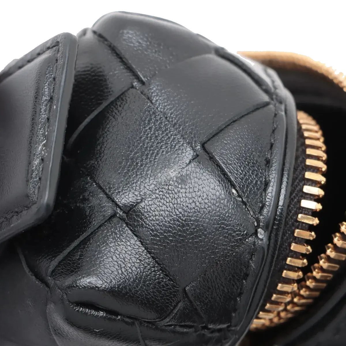 Pre-Loved Intrecciato Camera Bag Crossbody Bag Intrecciato Leather Small with Gold Hardware, Black