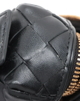Pre-Loved Intrecciato Camera Bag Crossbody Bag Intrecciato Leather Small with Gold Hardware, Black
