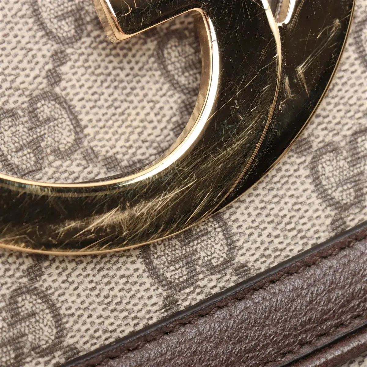 Pre-Loved Blondie Shoulder Bag GG Supreme Coated Canvas with Gold Hardware, Beige/Ebony