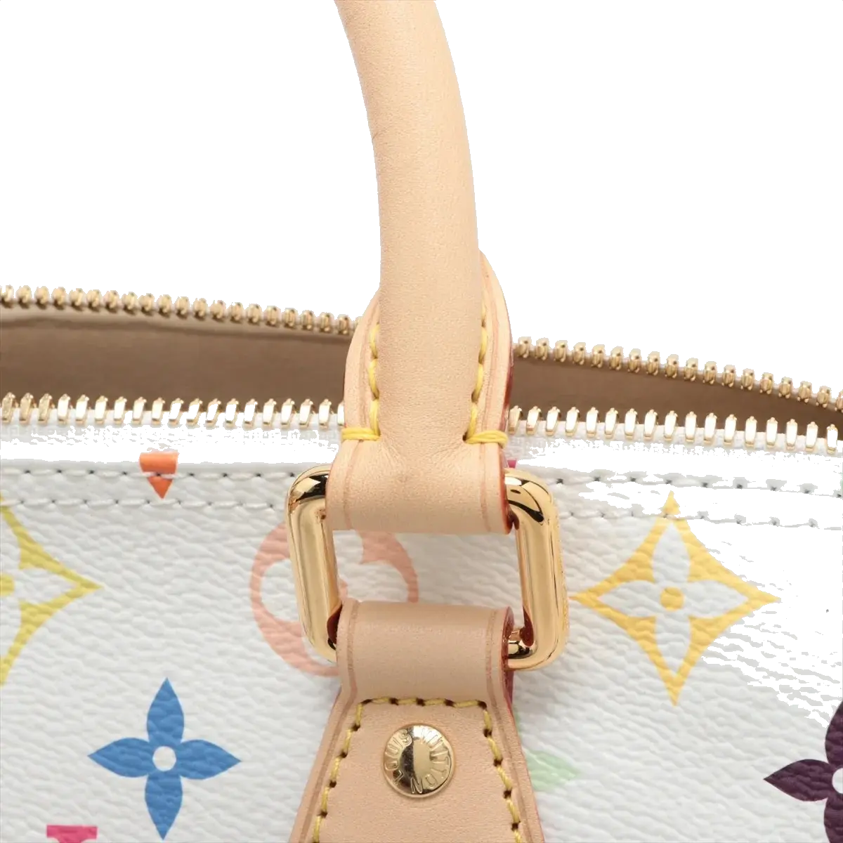 Pre-Loved Speedy Bandoulière Handbag Monogram Multicolore Coated Canvas 25 with Gold Hardware, White Multicolor