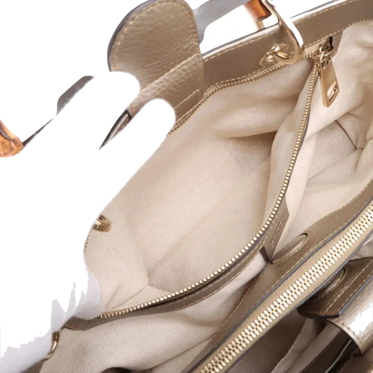 Pre-Loved Bamboo Shopper Tote Leather Medium with Gold Hardware, Champagne Gold