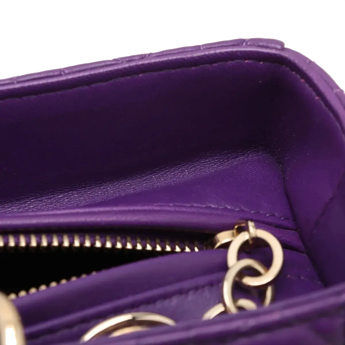 Pre-Loved Lady Dior Handbag Cannage Leather Large with Gold Hardware, Purple