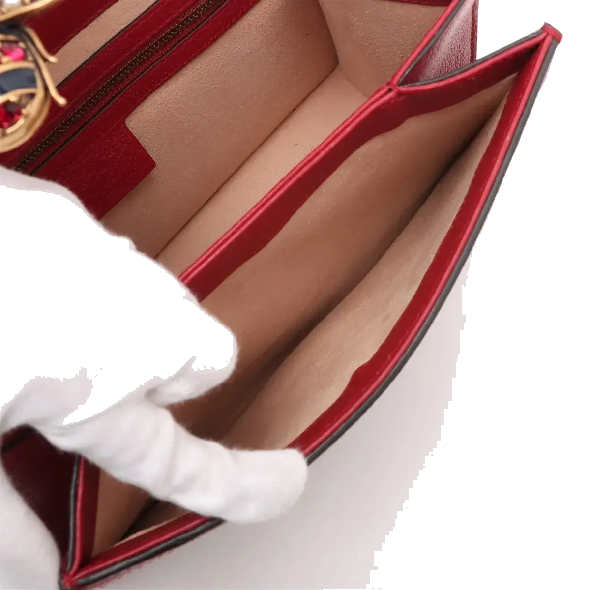 Pre-Loved Queen Margaret Handbag Monogram Coated Canvas Small with Aged Gold Hardware, Beige Ebony Red