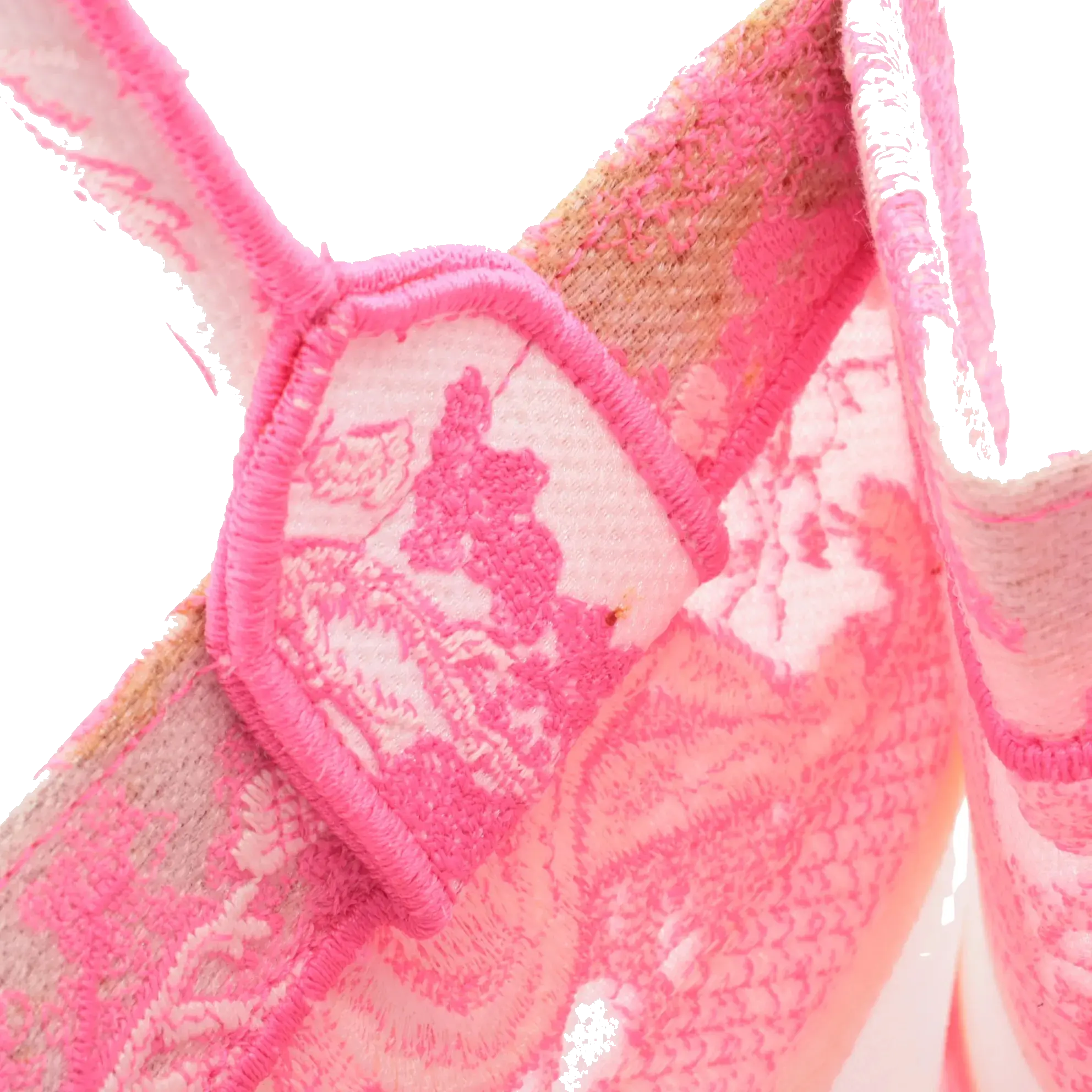 Pre-Loved Book Tote Tote Toile de Jouy Embroidered Canvas Small, Pink