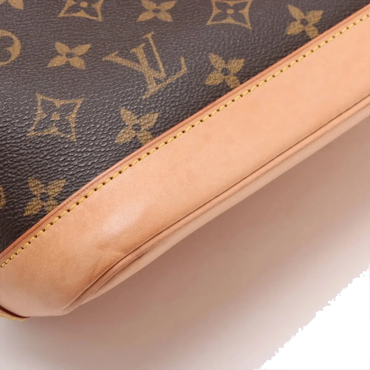 Pre-Loved Alma Handbag Monogram Coated Canvas PM with Gold Hardware, Brown