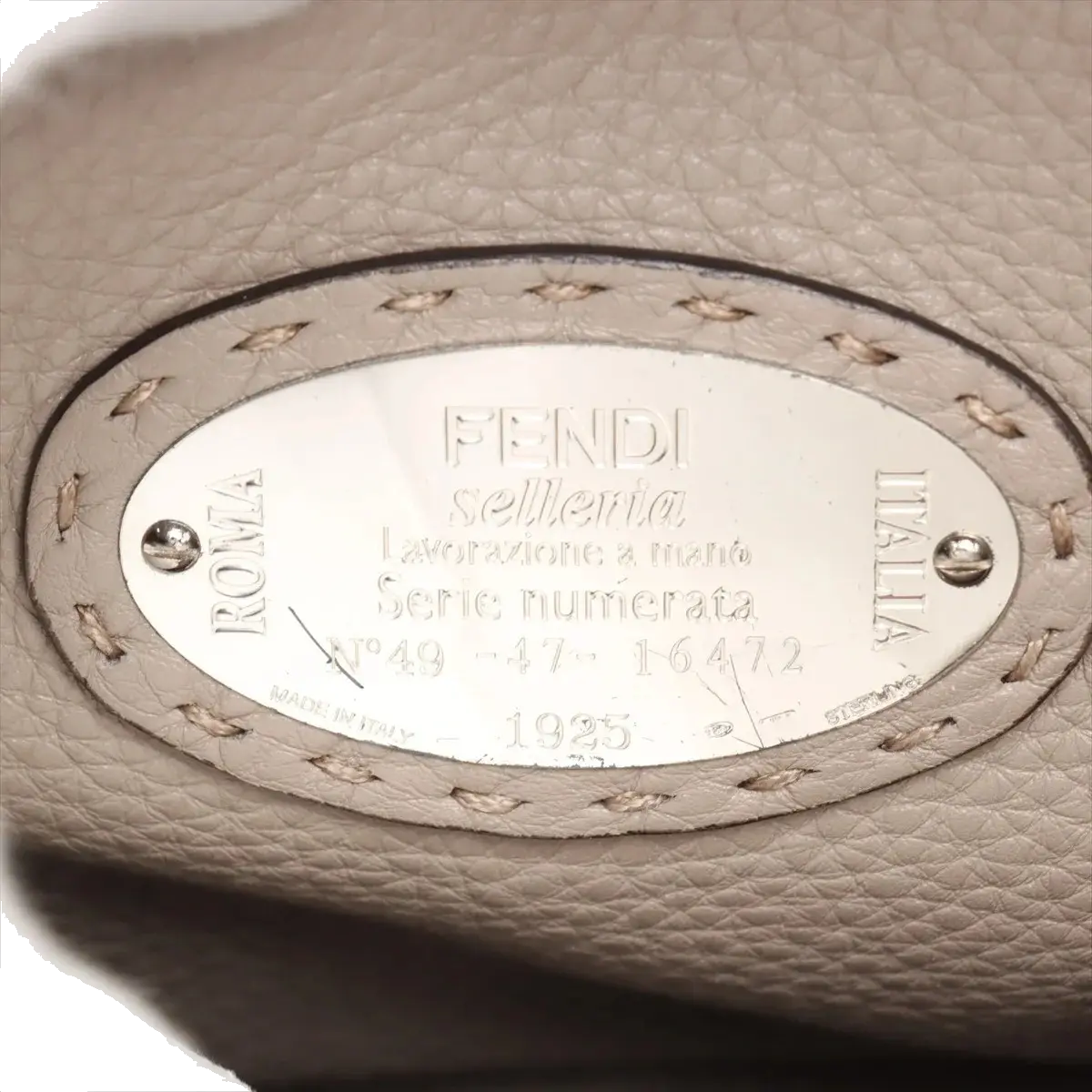 Pre-Loved Peekaboo Selleria Handbag Leather with Silver Hardware, Taupe