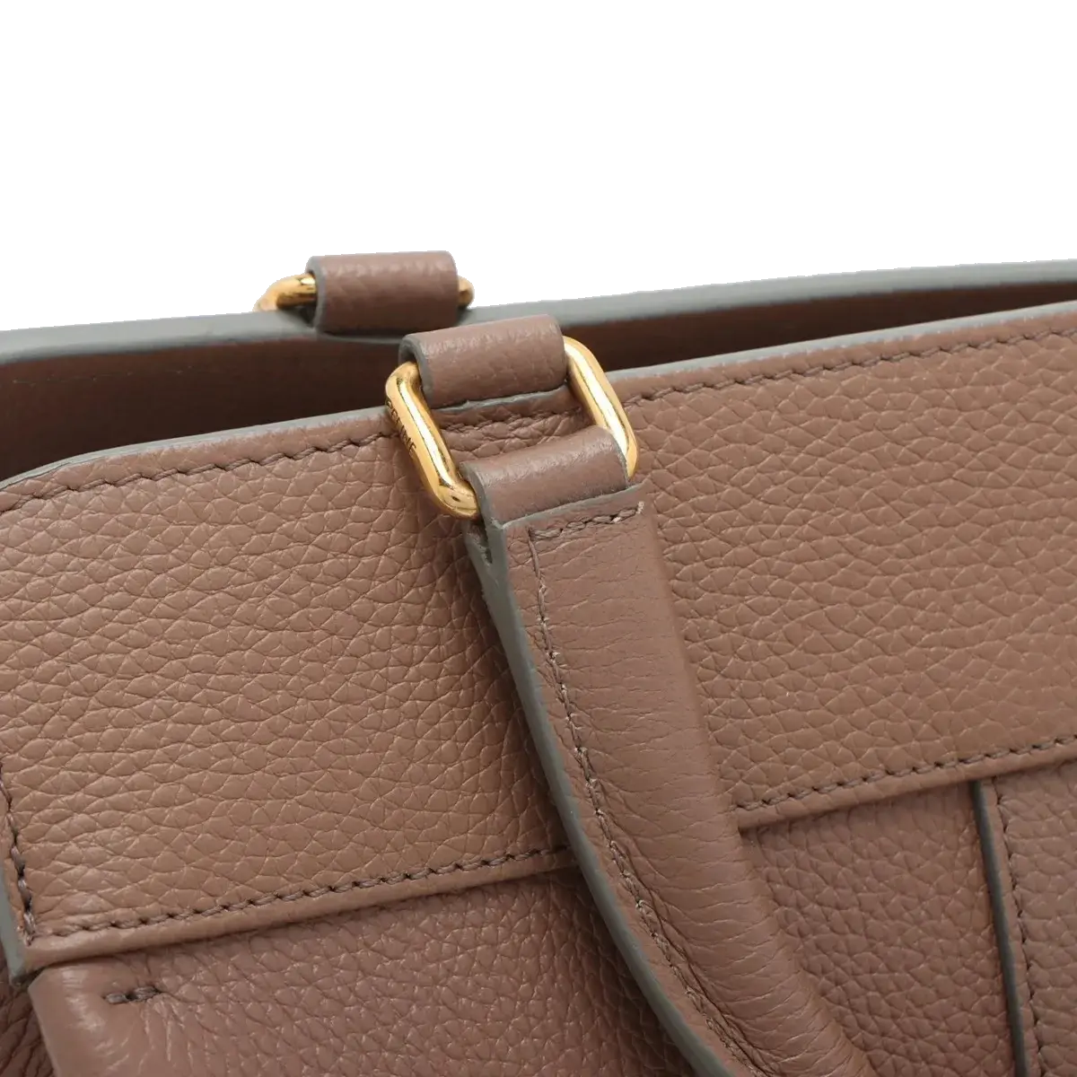 Pre-Loved Cabas Handbag Leather Small with Gold Hardware, Taupe