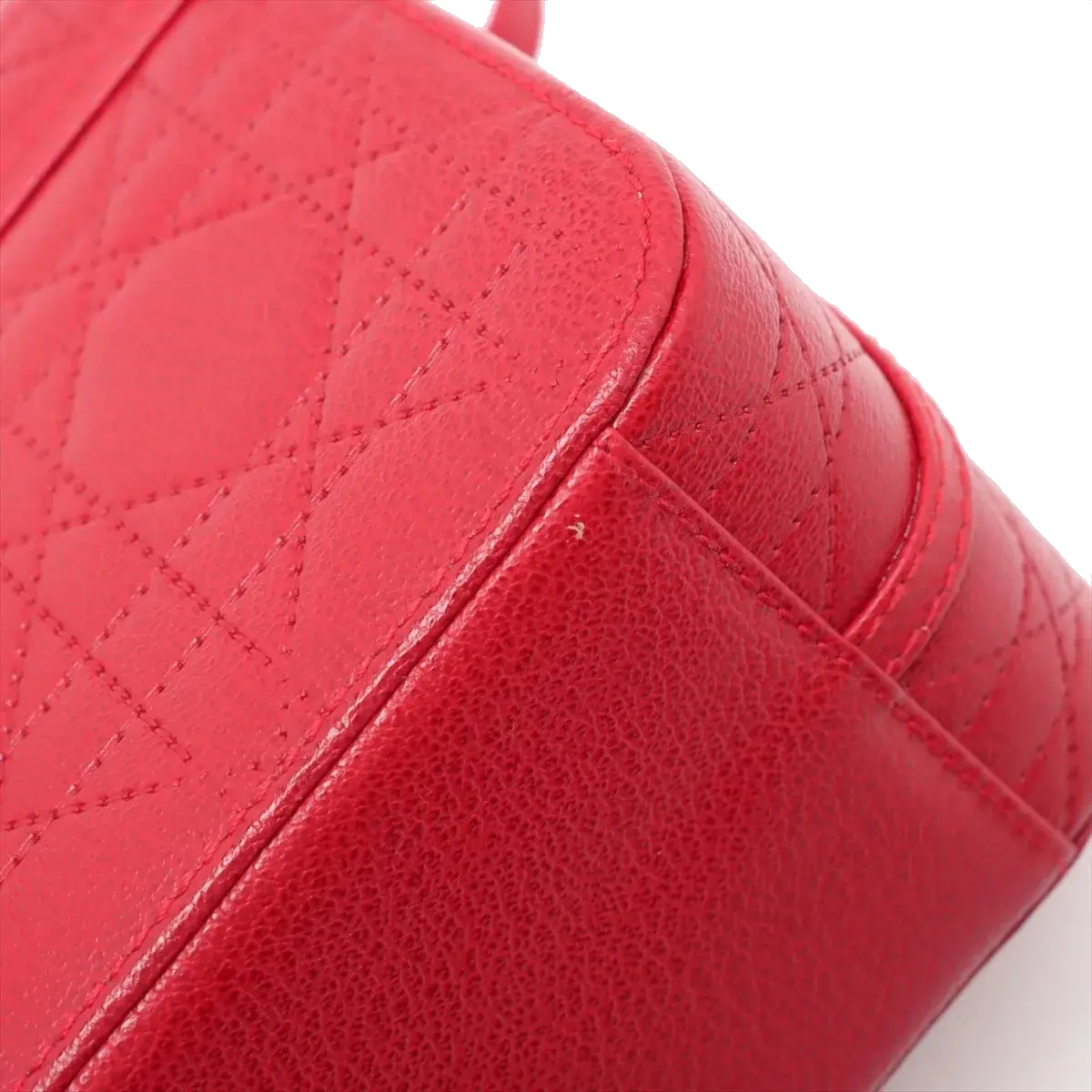 Pre-Loved Lady Dior Vanity Handbag Cannage Leather Mini with Silver Hardware, Red