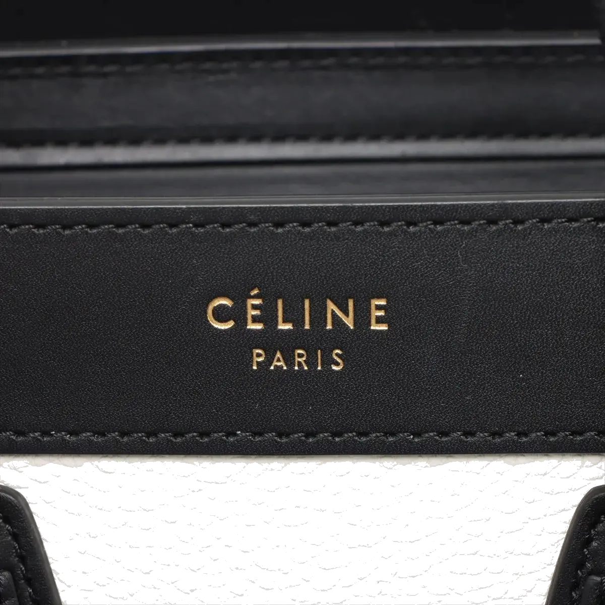 Pre-Loved Luggage Tote Leather Nano with Gold Hardware, White, Black &amp; Beige