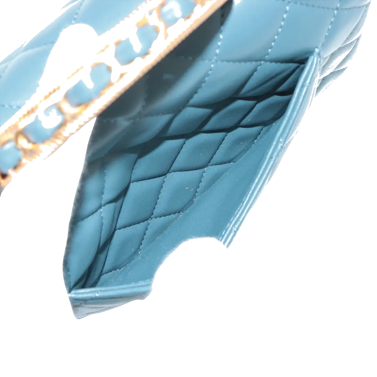 Pre-Loved Mini Flap Bag with Top Handle Handbag Quilted Leather Mini with Gold Hardware, Teal Blue