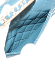 Pre-Loved Mini Flap Bag with Top Handle Handbag Quilted Leather Mini with Gold Hardware, Teal Blue