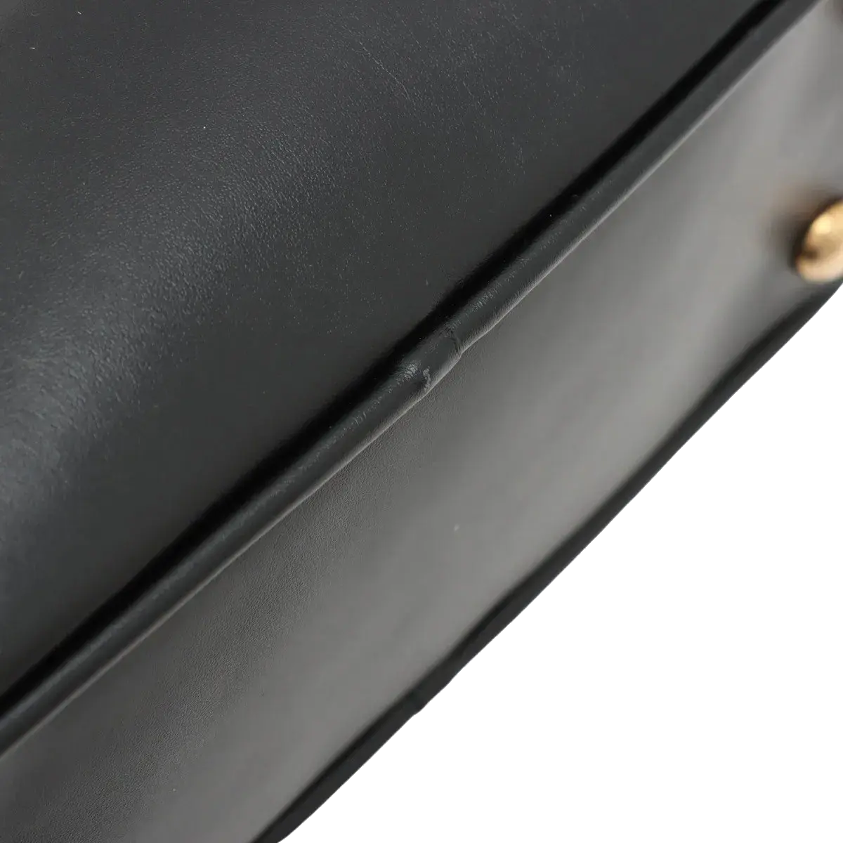 Pre-Loved Bowling Bag Handbag Leather Mini with Gold Hardware, Black