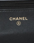 Pre-Loved Wallet on Chain Crossbody Bag Quilted Leather with Gold Hardware, Black