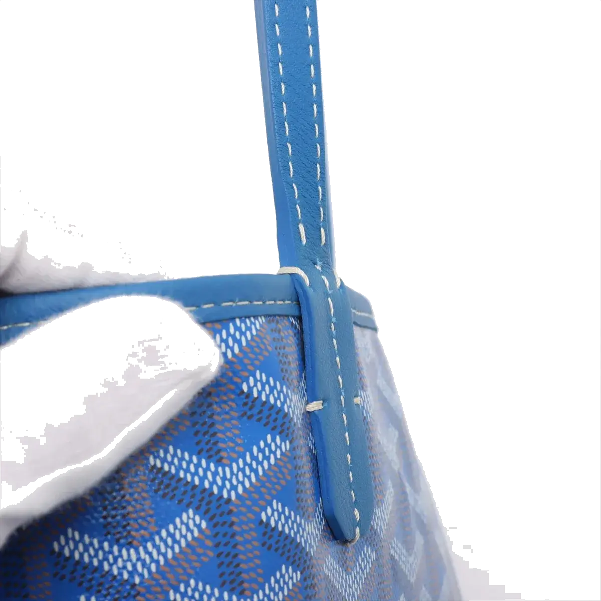 Pre-Loved Anjou Tote Goyardine Coated Canvas Mini with Silver Hardware, Blue