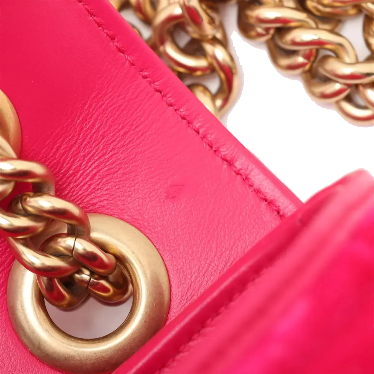 Pre-Loved GG Marmont Shoulder Bag Quilted Velvet Small with Aged Gold Hardware, Pink