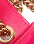 Pre-Loved GG Marmont Shoulder Bag Quilted Velvet Small with Aged Gold Hardware, Pink