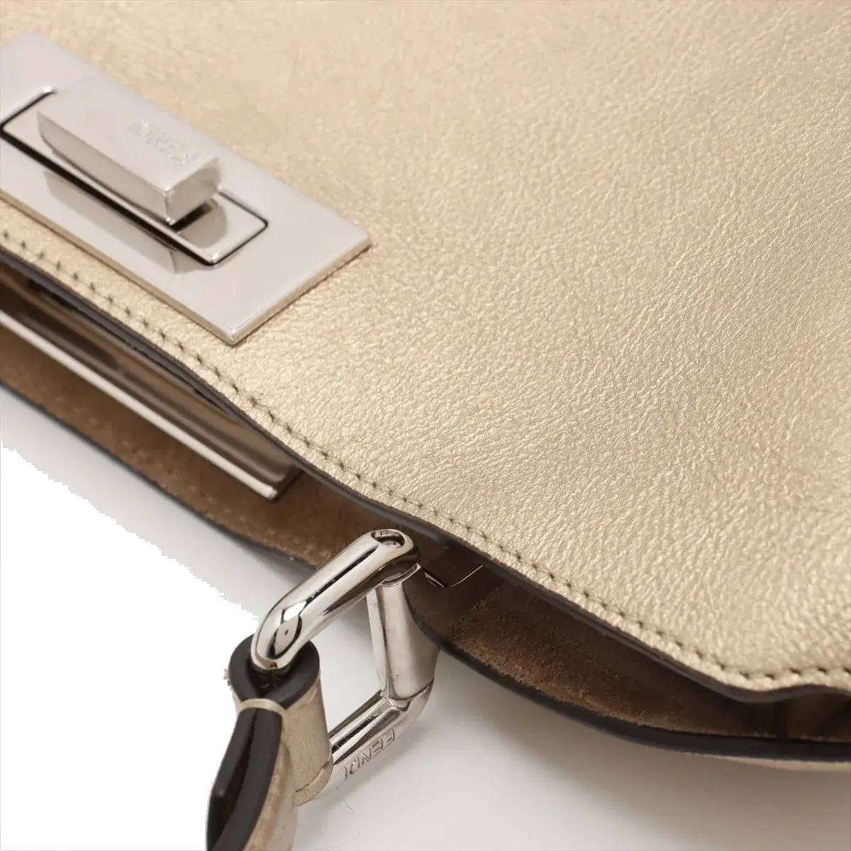 Pre-Loved Peekaboo Handbag Leather with Silver Hardware, Metallic Gold