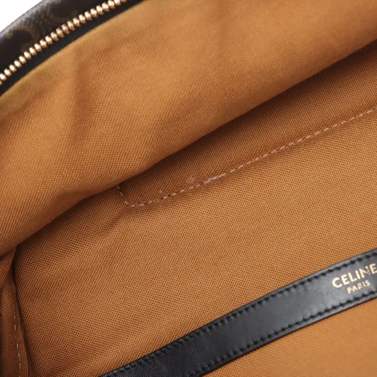 Pre-Loved Triomphe Backpack Triomphe Coated Canvas with Gold Hardware, Brown