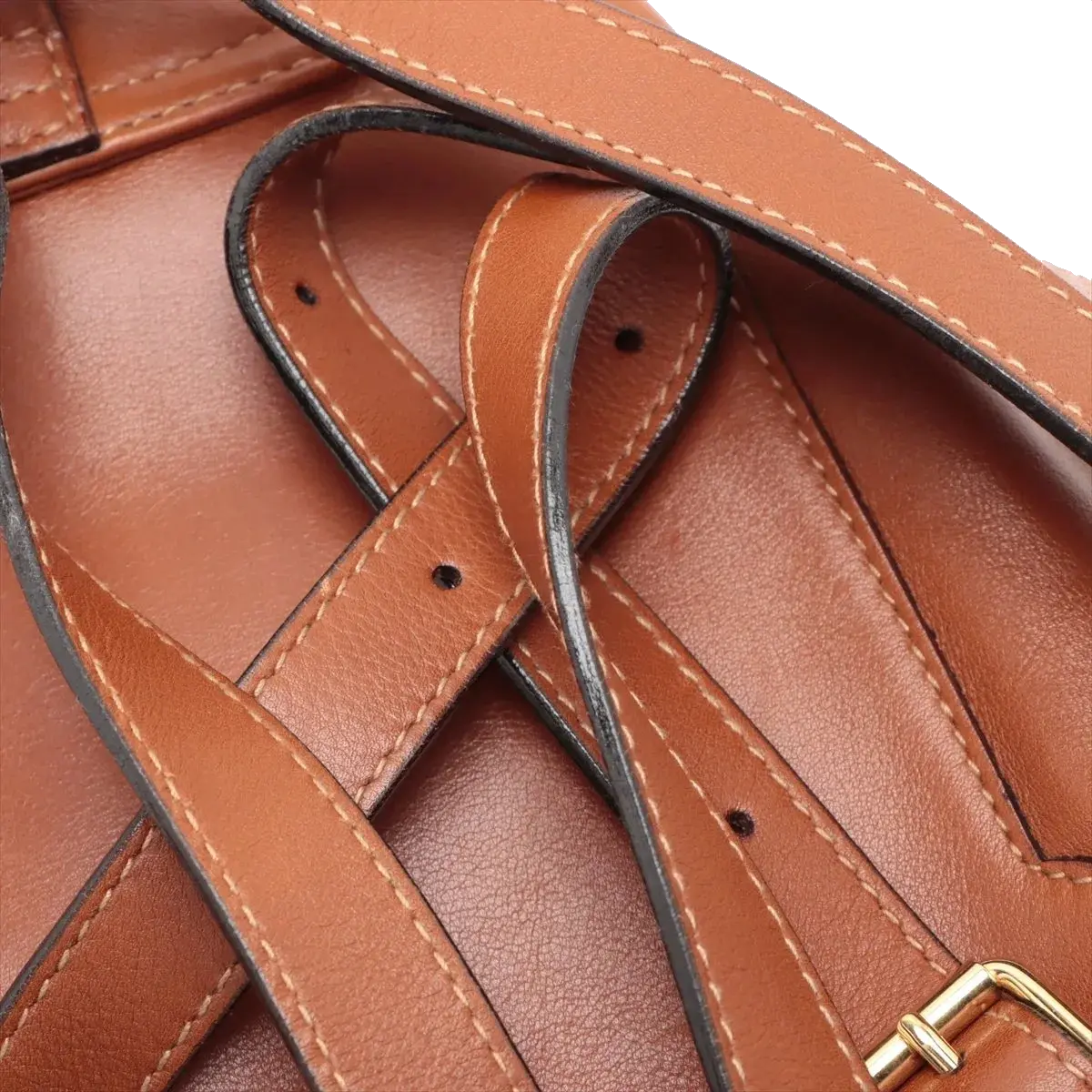 Pre-Loved Bamboo Backpack Leather Mini with Gold Hardware, Brown
