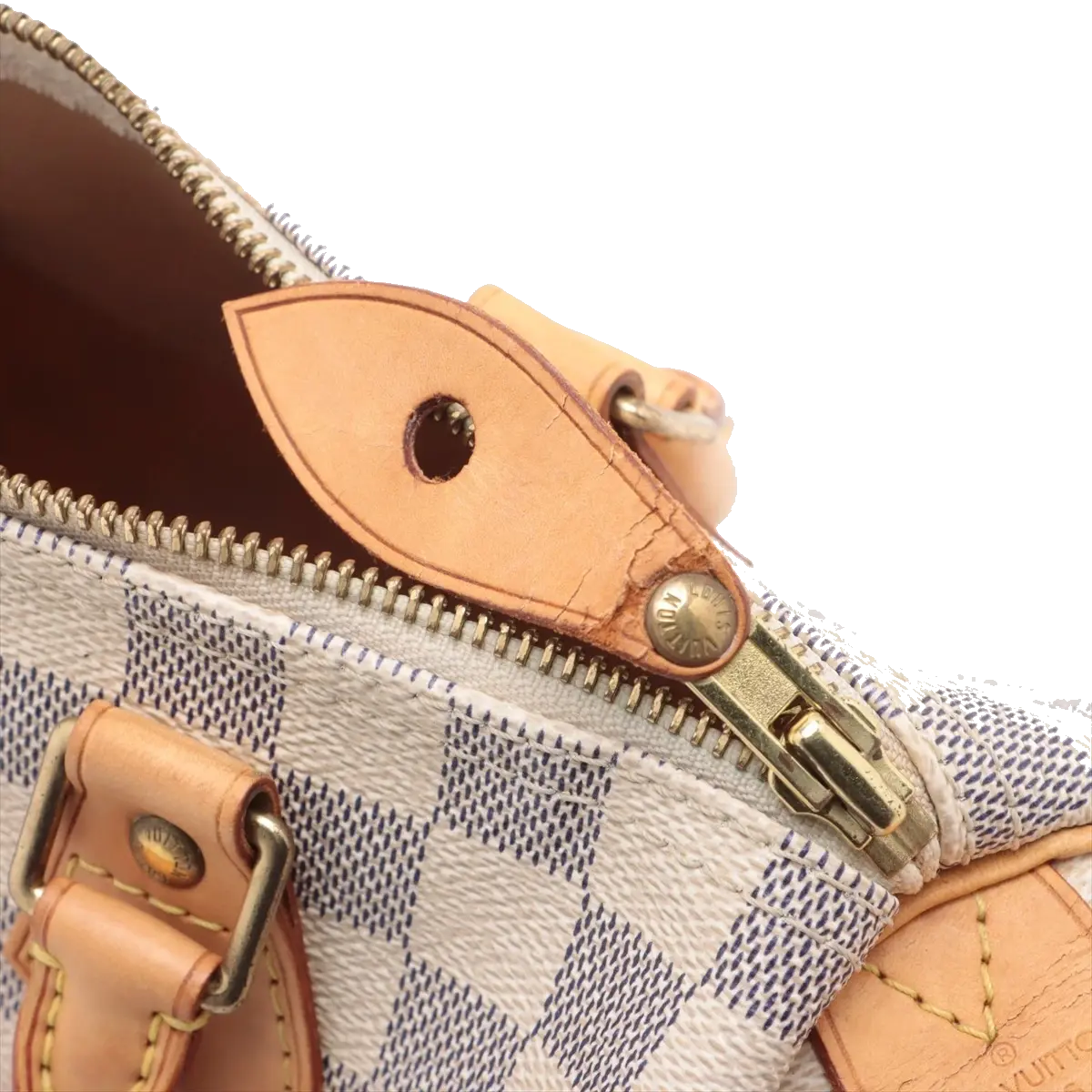 Pre-Loved Speedy Handbag Damier Coated Canvas 25 with Gold Hardware, Cream