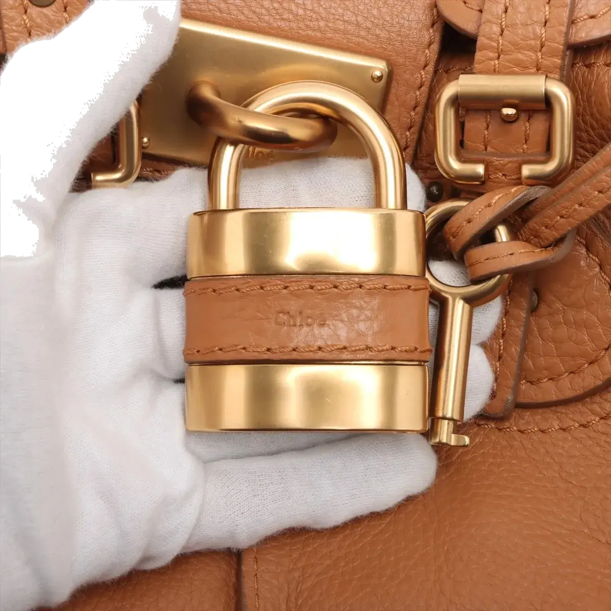 Pre-Loved Paddington Handbag Leather with Aged Gold Hardware, Tan