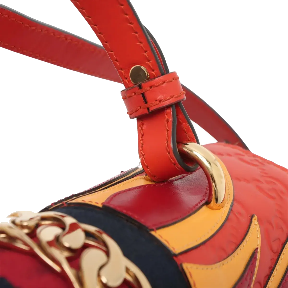 Pre-Loved Sylvie Handbag Monogram Leather Medium with Gold Hardware, Red