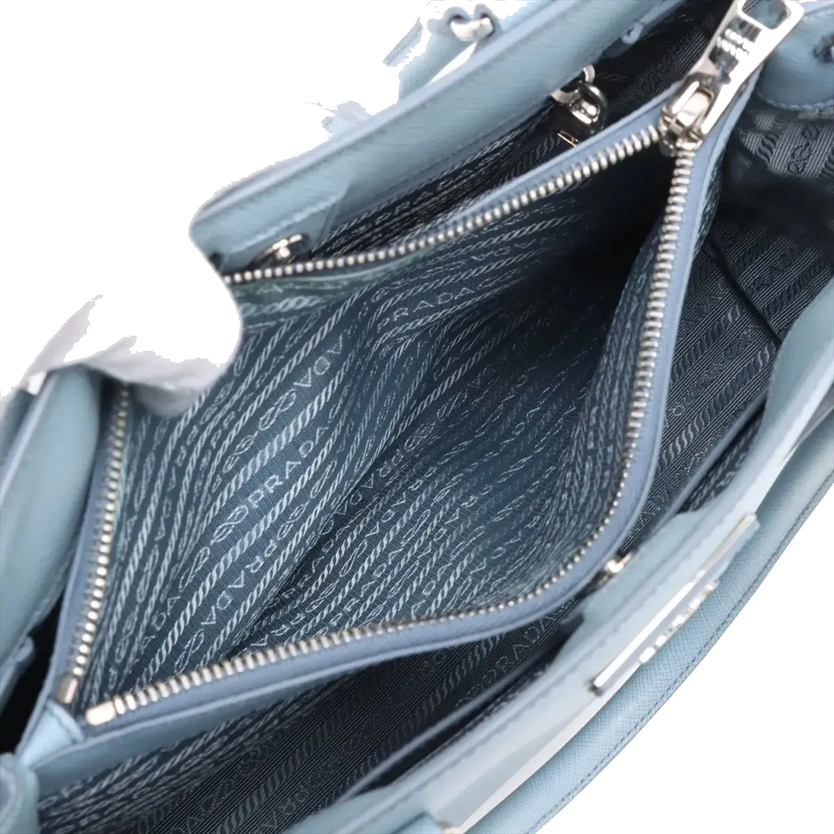 Pre-Loved Galleria Tote Leather Medium with Silver Hardware, Light Blue