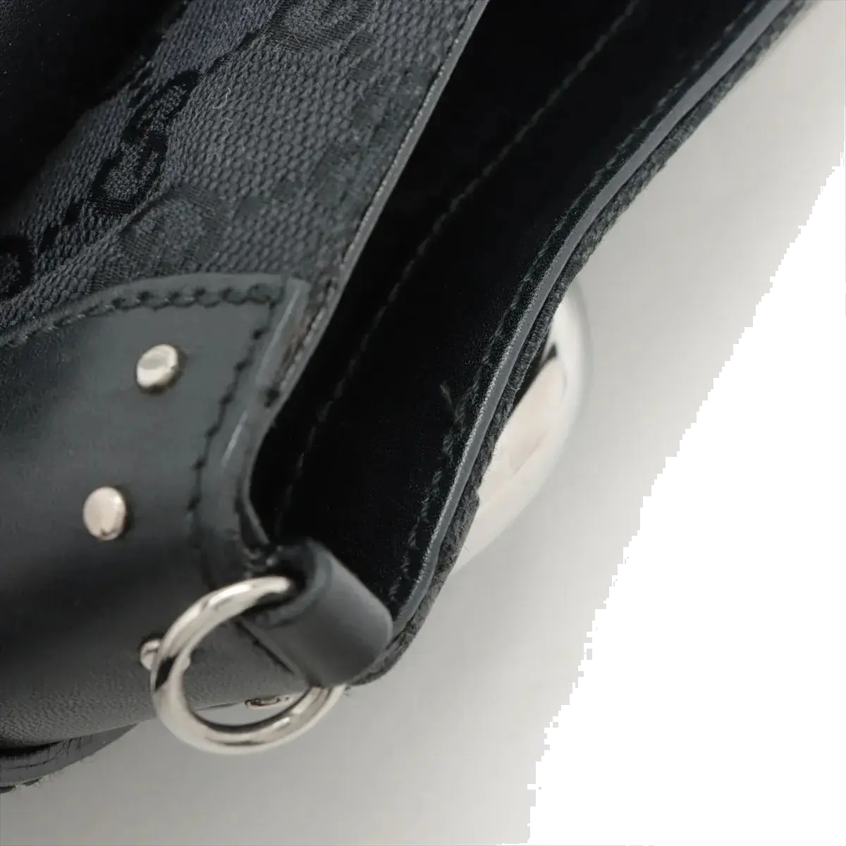Pre-Loved Horsebit Chain Clutch Clutch Monogram Coated Canvas with Silver Hardware, Black