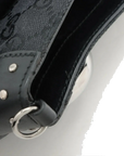 Pre-Loved Horsebit Chain Clutch Clutch Monogram Coated Canvas with Silver Hardware, Black