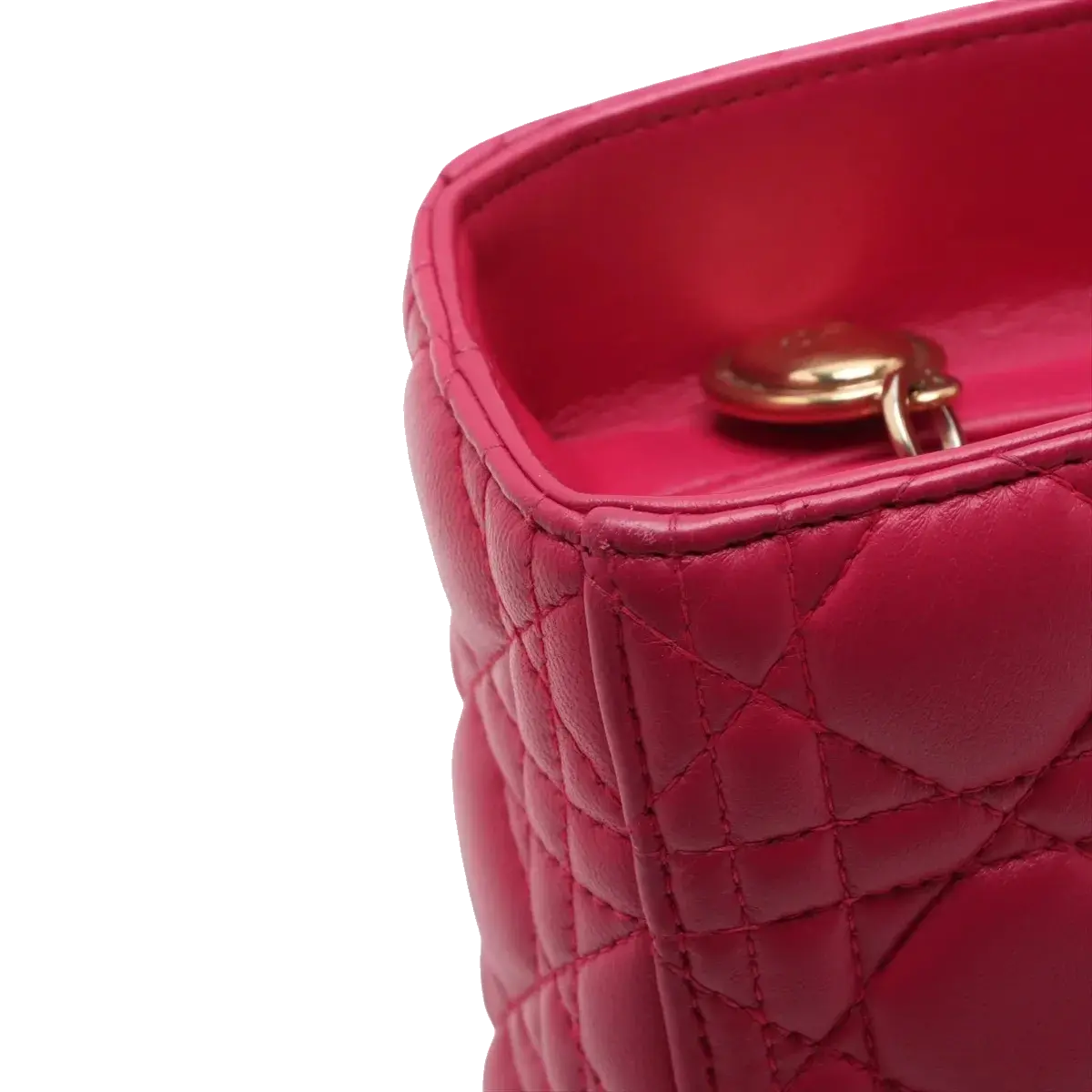 Pre-Loved Lady Dior Handbag Cannage Leather Large with Gold Hardware, Pink