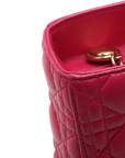 Pre-Loved Lady Dior Handbag Cannage Leather Large with Gold Hardware, Pink