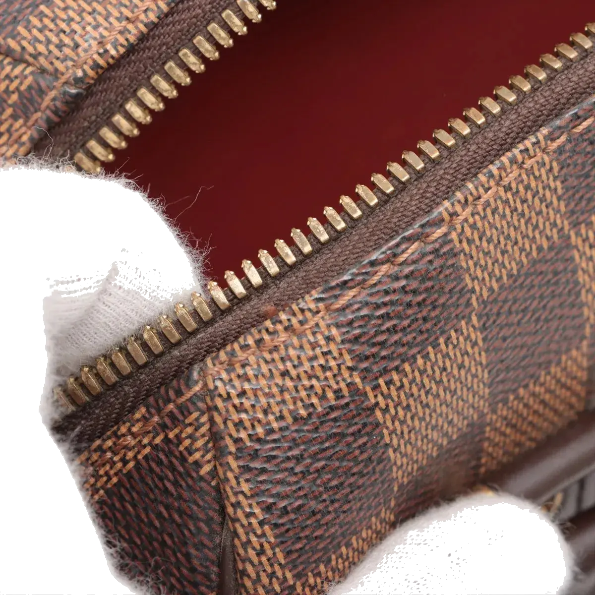 Pre-Loved Ribera MM Handbag Damier Coated Canvas MM with Gold Hardware, Brown