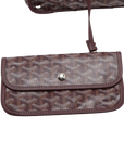 Pre-Loved Anjou Tote Goyardine Chevron Coated Canvas PM with Silver Hardware, Burgundy