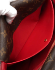 Pre-Loved Double V Handbag Monogram Leather with Gold Hardware, Red