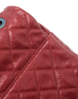 Pre-Loved Easy Flap Shoulder Bag Quilted Leather with Silver Hardware, Red
